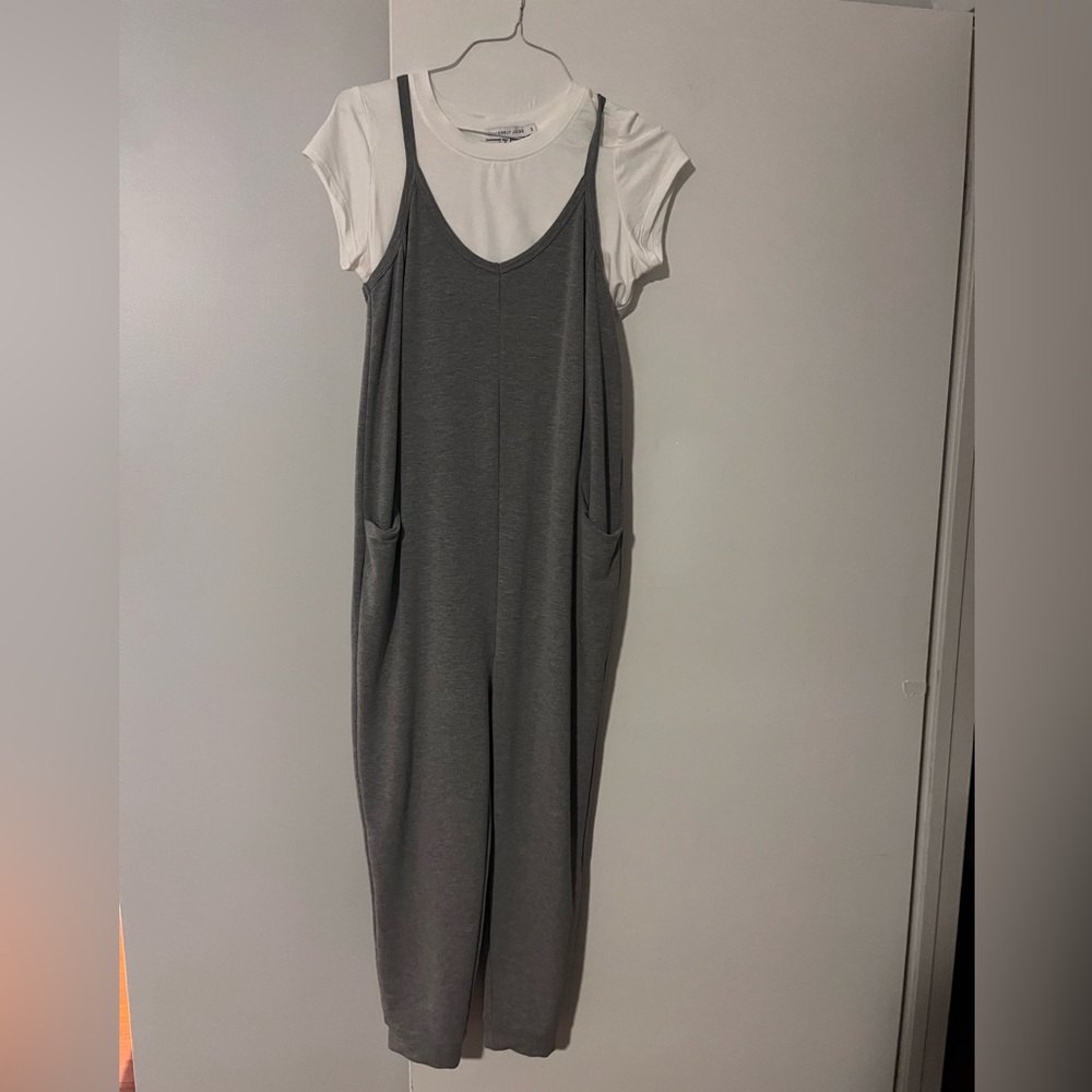 Sincerely Jules Gray Jumpsuit with White Tee